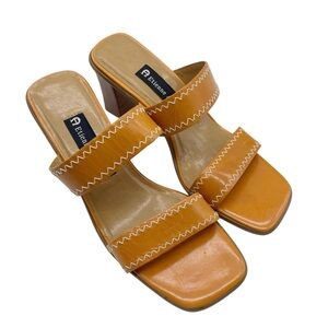 Etienne Aigner Sandals Leather Square Toe 2.5” Heel size 6.5